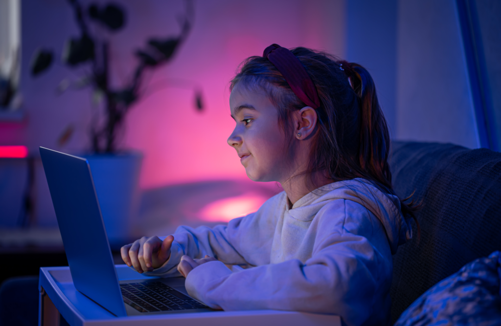 Girl checking computer